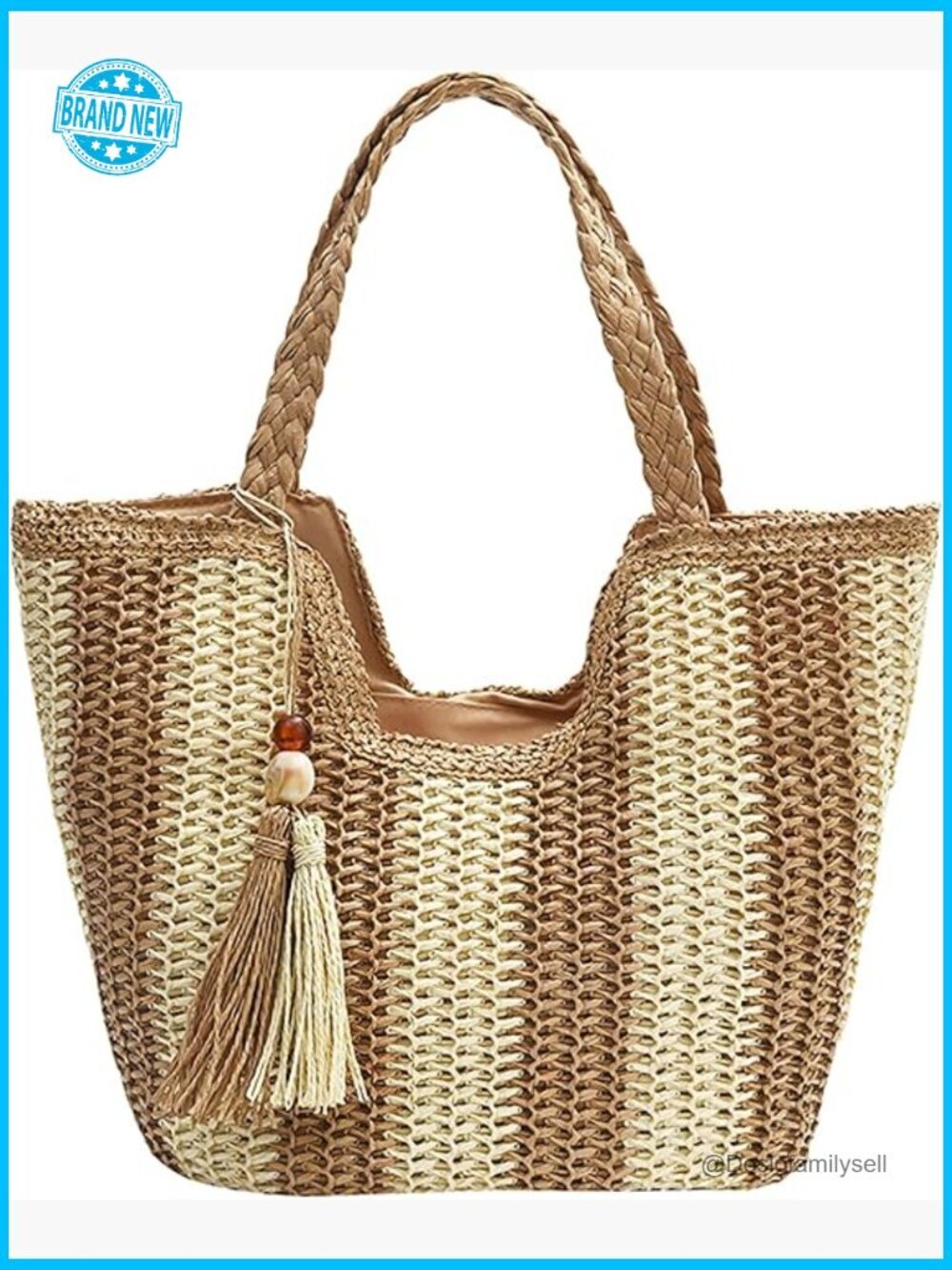 Straw Beach Tote Bag Large Woven Summer Shoulder Bag for Travel Vacation